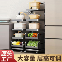 厨房菜篮子置物架落地式多层多功能可移动收纳筐放果蔬菜置物架子