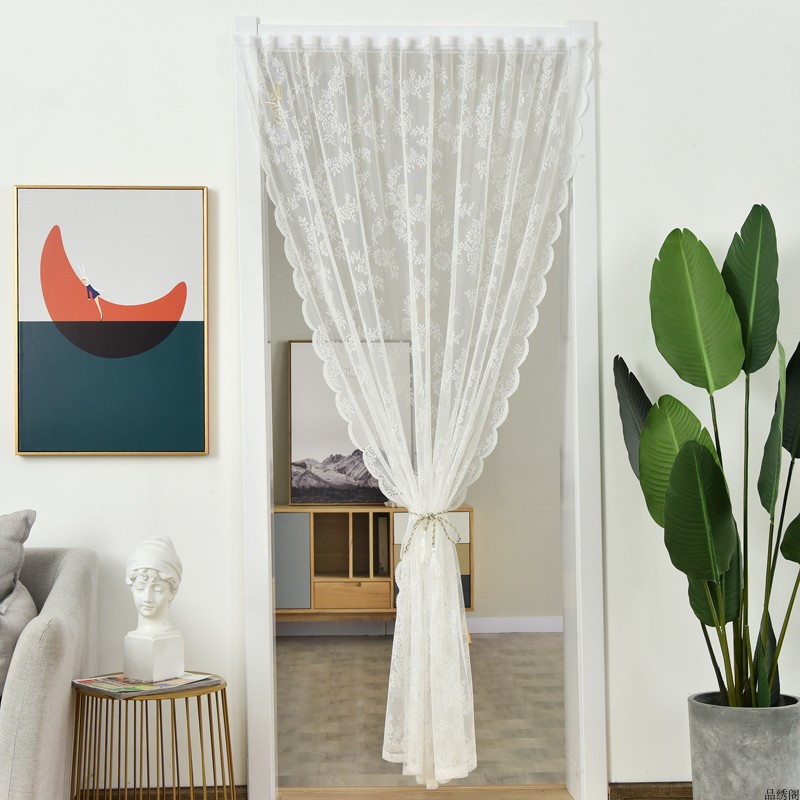 自贴阳台窗帘防蚊子纱窗网网纱门帘纱布白纱透光免打孔网红隔断帘