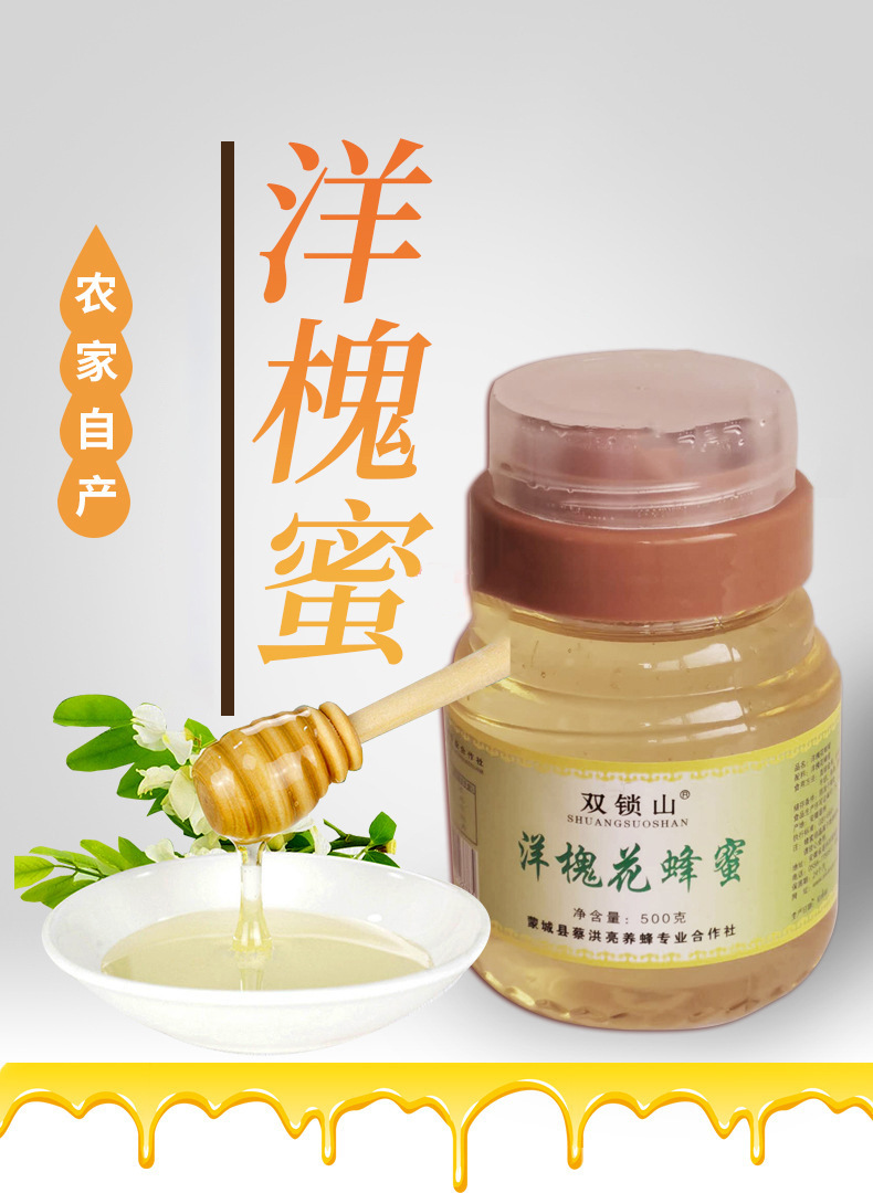 洋槐蜂蜜瓶装500g 洋槐花蜂蜜自产自销农家槐花蜜蜂蜜oem贴牌代工