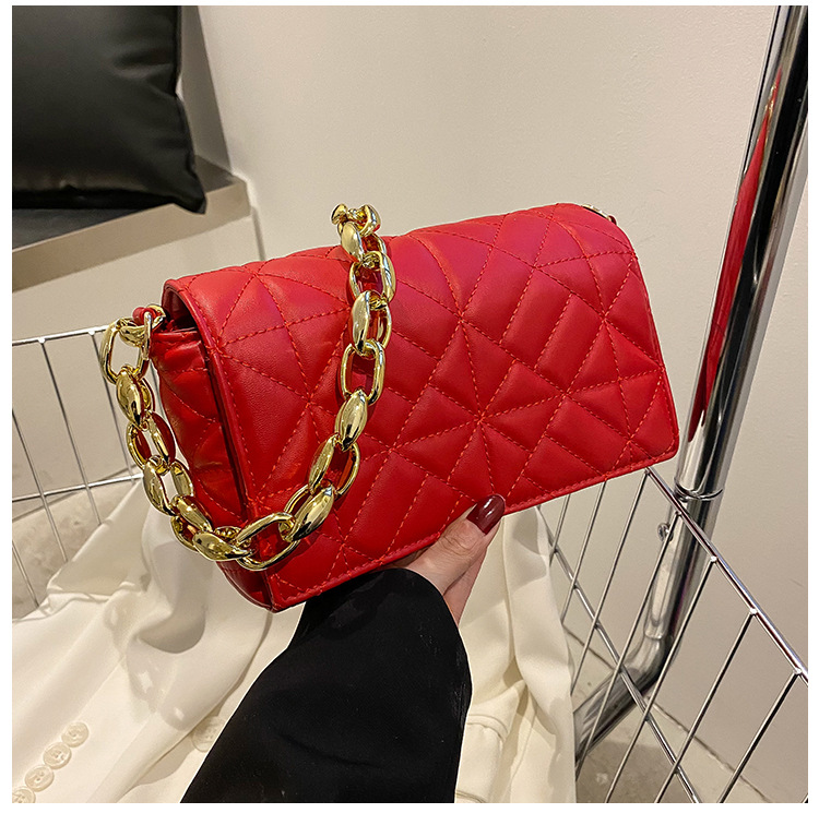 Women's Bag New Korean Style Fashionable Diamond Embroidery Thread One-Piece Chain Bag Western Style Commuter Texture Trendy Portable Underarm Bag