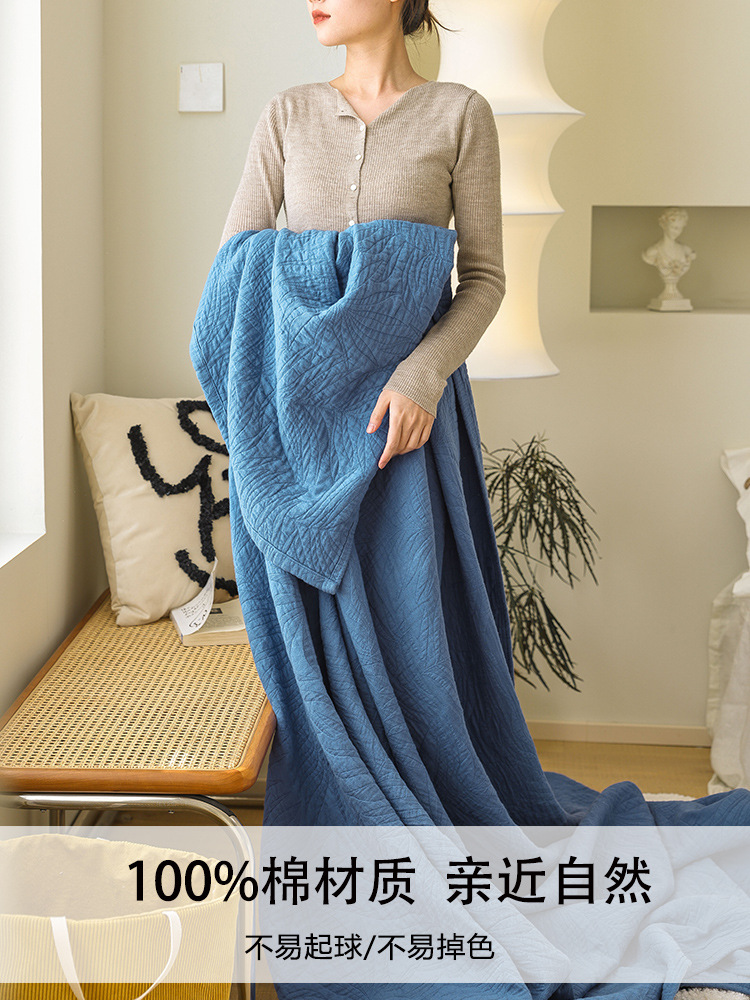 Wholesale Class a Six Layers Pure Cotton Gauze Towel Quilt Yarn-Dyed All Cotton Towel Blanket Single Double Air Conditioner Cover Blanket Thin