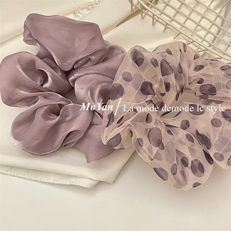 Polka Dot Dark Purple ~ Lazy Fluffy Large Intestine Hair Band Hair Rope 2023 New Elegant Rubber Band for Women Hair Band for Hair Ties