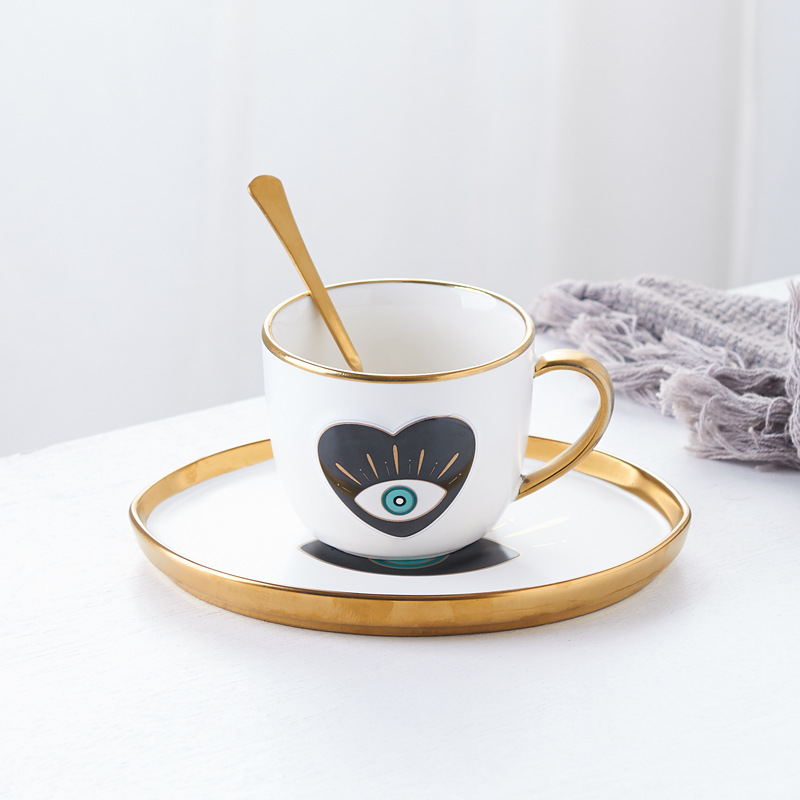 Mug Good-looking with Spoon Creative Cup Love Heart Ceramic Cup Office Household Drinking Cups Couple Coffee Mug