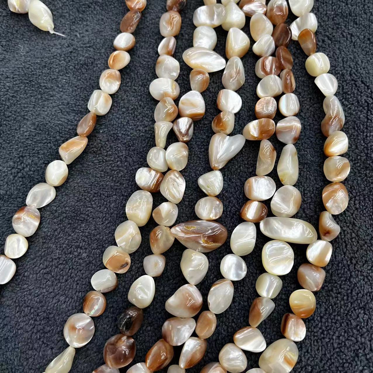 海贝8-9mm不规则天然贝壳随形 珠diy项链手链手工饰品配饰批发