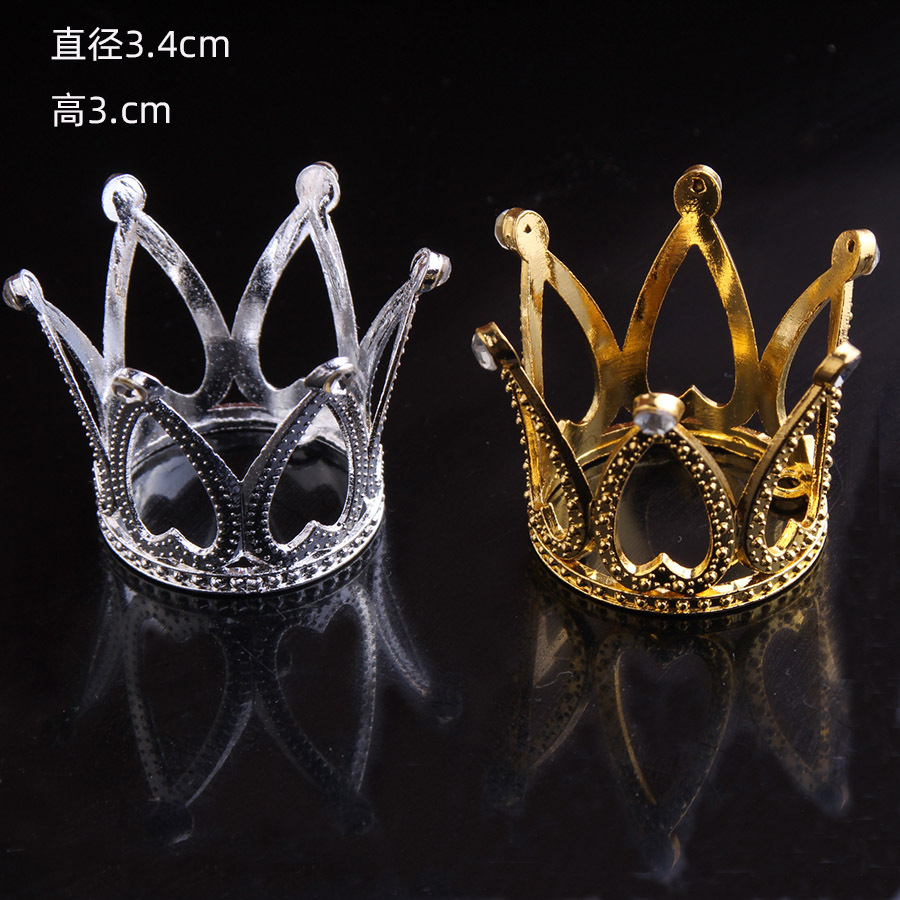 Cross-Border Amazon Hot Sale Gold Inlaid Crown Flower Cake Decoration Alloy Crown Children's Crown Decoration Wholesale