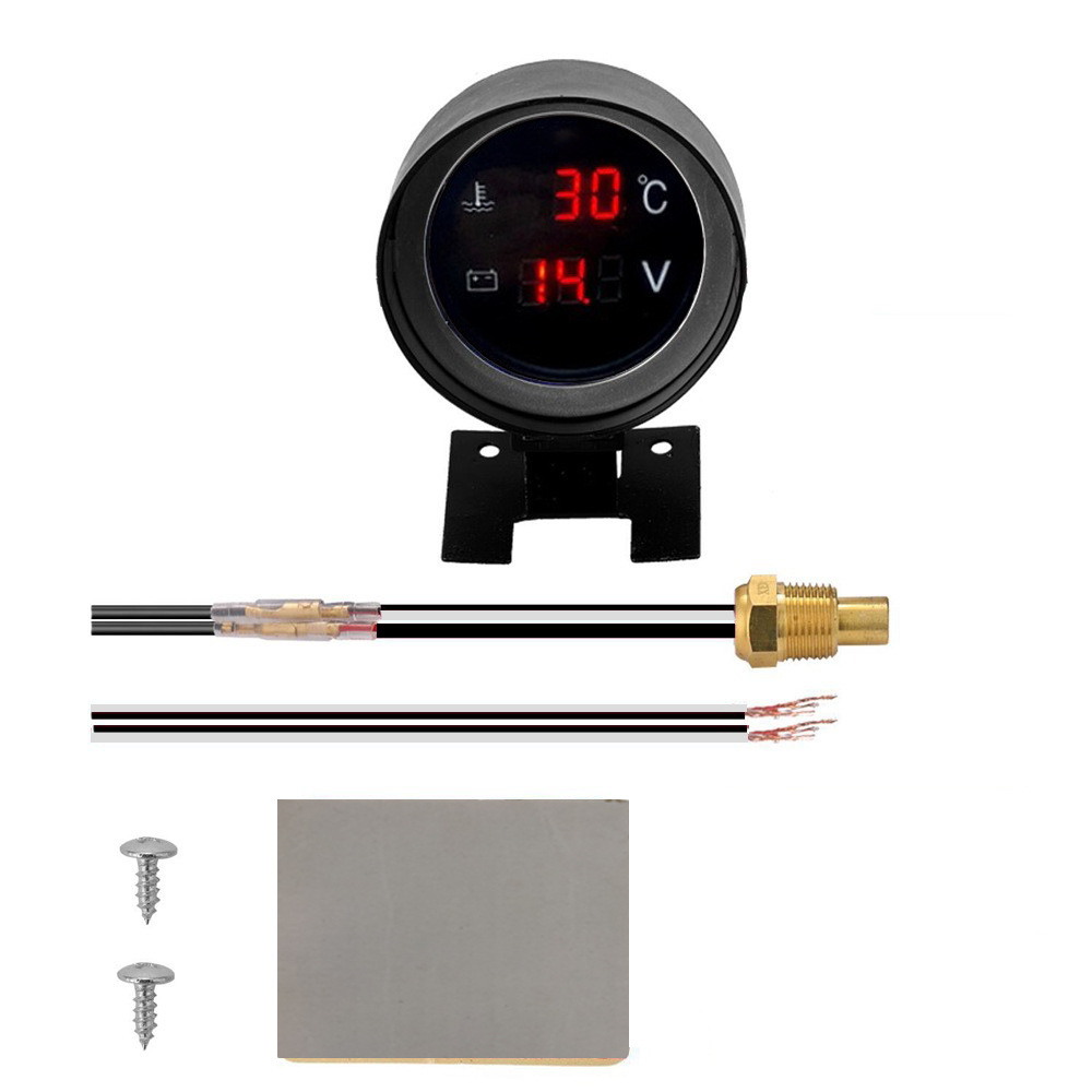 round Gun Water Temperature Voltage Two-in-One One-Piece Meter Digital Display Truck Car Water Temperature Voltage Combination Meter 12v24v