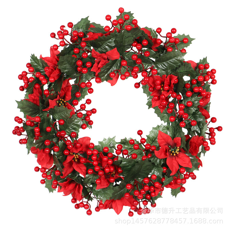 Cross-Border E-Commerce Factory Direct Sales Hotel Scene Christmas Decoration Christmas Flower Jequirity Bean Decoration Garland