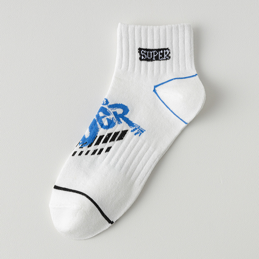 New Youth Athletic Socks Spring/Summer Thin Mid-Calf Length Socks Letter Pattern Casual Style Mid-Calf Length Socks Cross-Border Supply