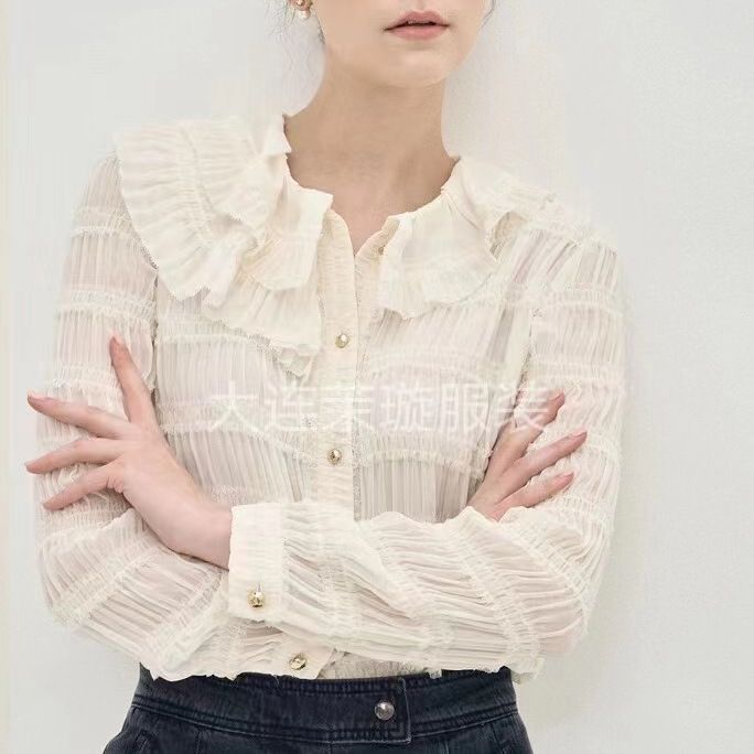 韩国MINE23秋季爆款重工浪漫仙里仙气的衬衫，可单穿可叠穿，百搭
