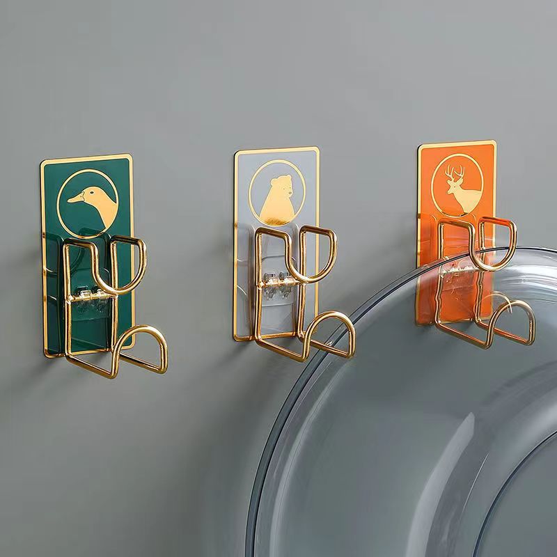 washstand wall hanging no-punch sticky hook kitchen bathroom rack hook load-bearing stickers cartoon washbasin stand
