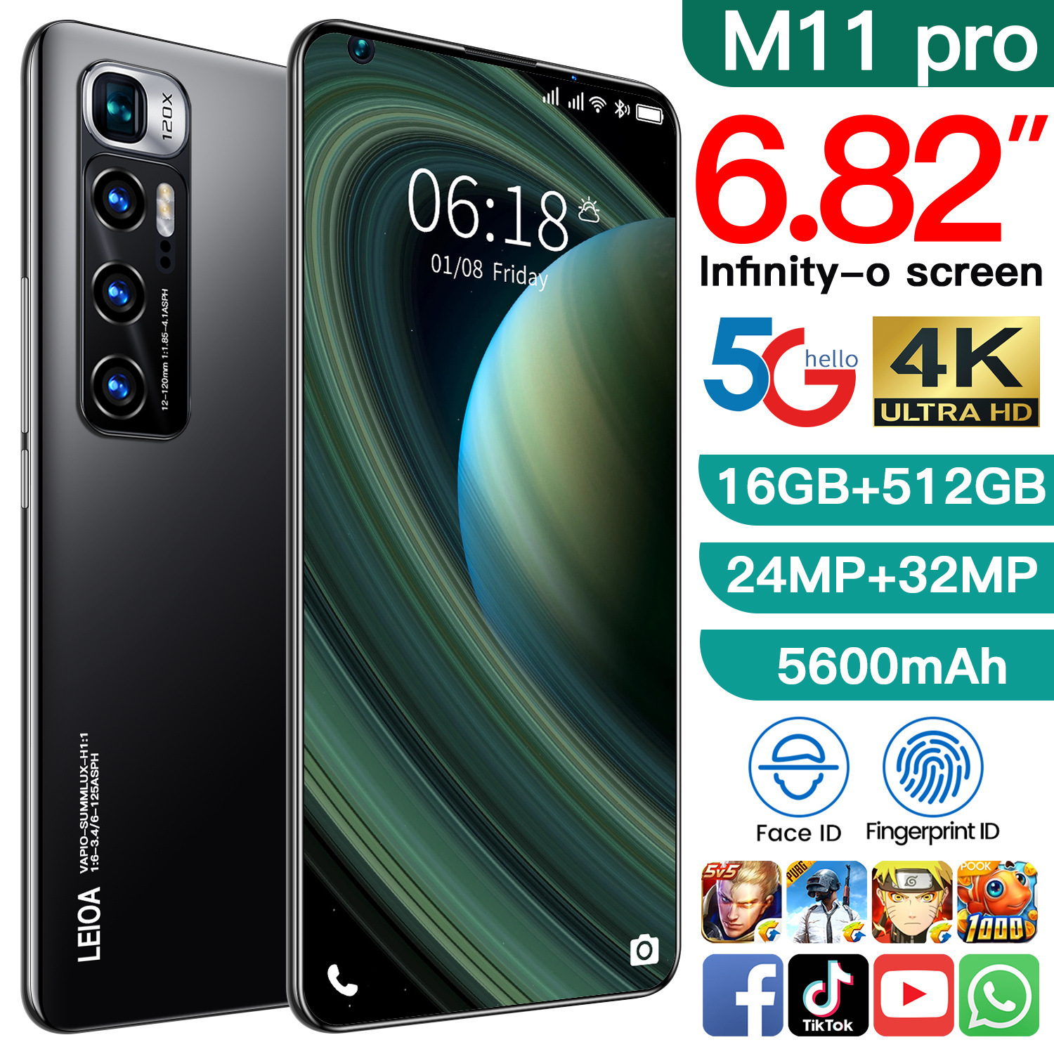 跨境电商主卖款m11pro手机6.82英寸1 8g安卓智能外贸手机厂家批发