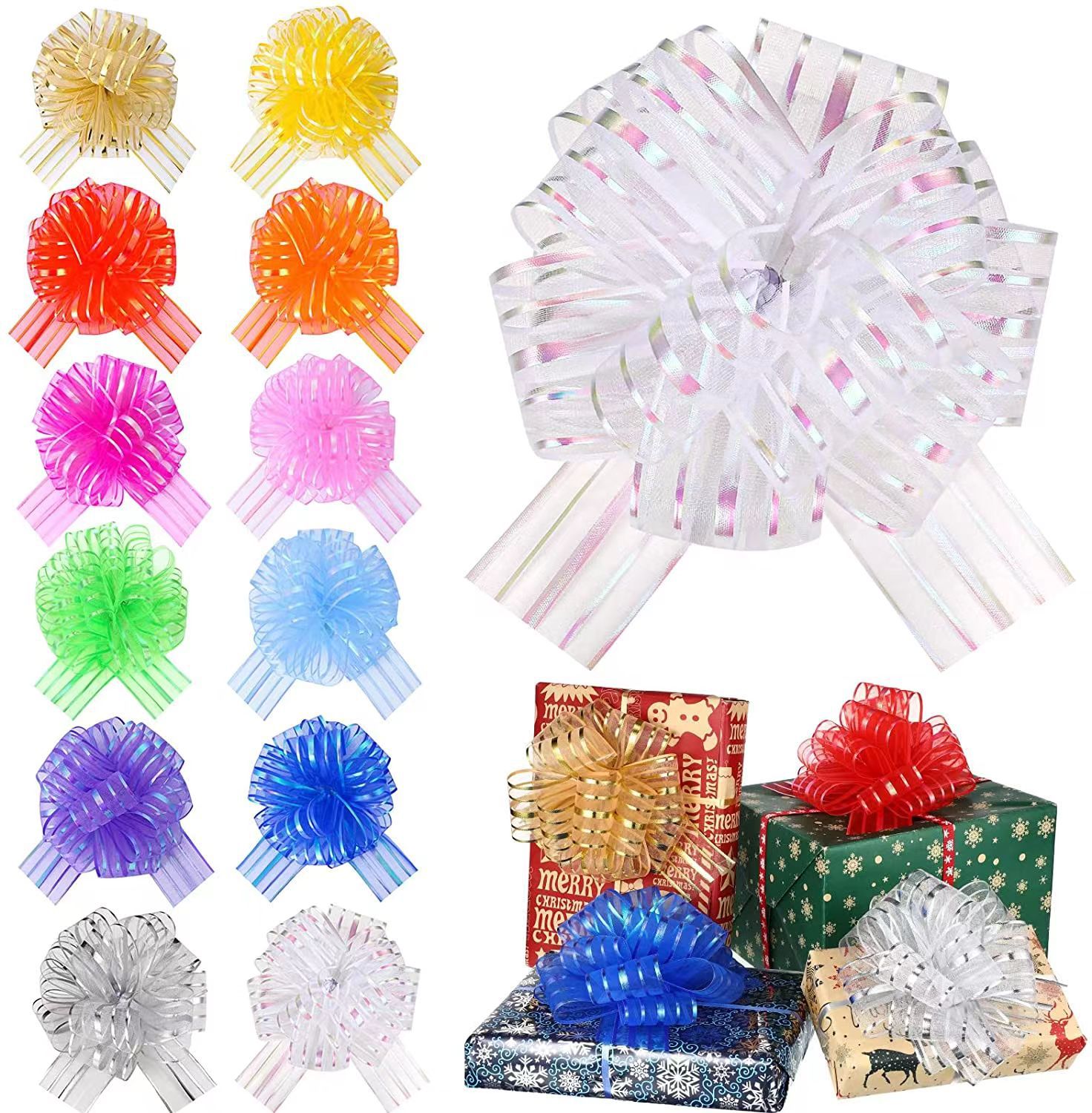 Cross-Border 50mm Snow Yarn Ball Flower Christmas Gift Box Packaging Decoration Garland Wedding Car Handle Decoration Handmade Flower Bow