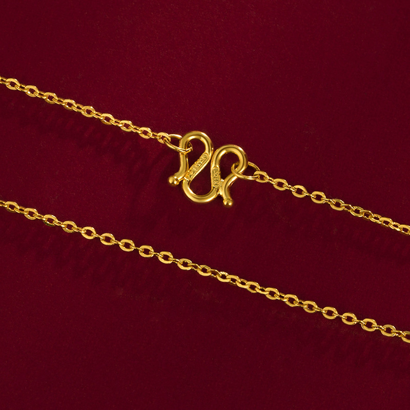 5g足金999黄金o字项链女款纯金素链直播款秀气足金锁骨链七夕礼物