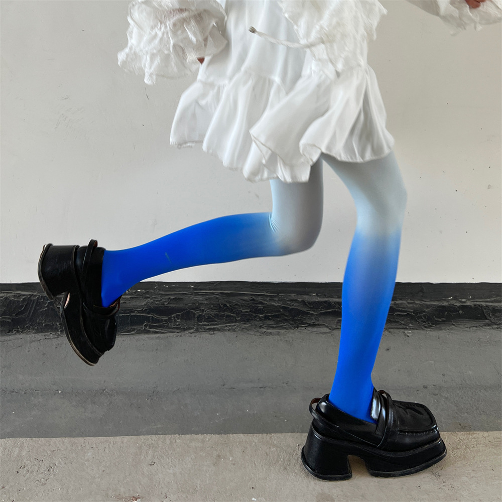 春夏天鹅绒个性黑灰渐变袜彩色丝袜薄款显瘦连裤袜子