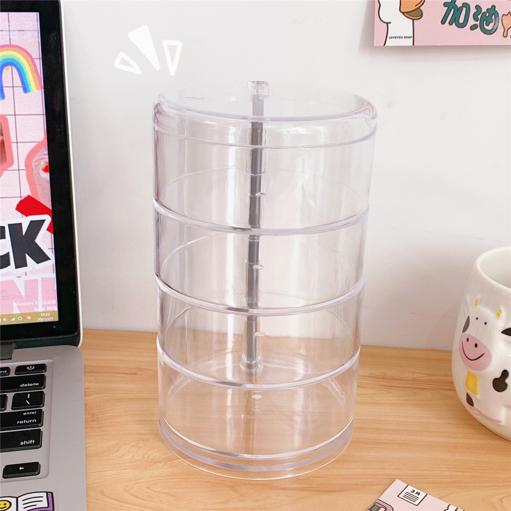 INS Transparent Multi-Layer Rotating Storage Box Cosmetics and Jewelry Desktop Storage Box Dustproof Jewelry Storage Storage Rack