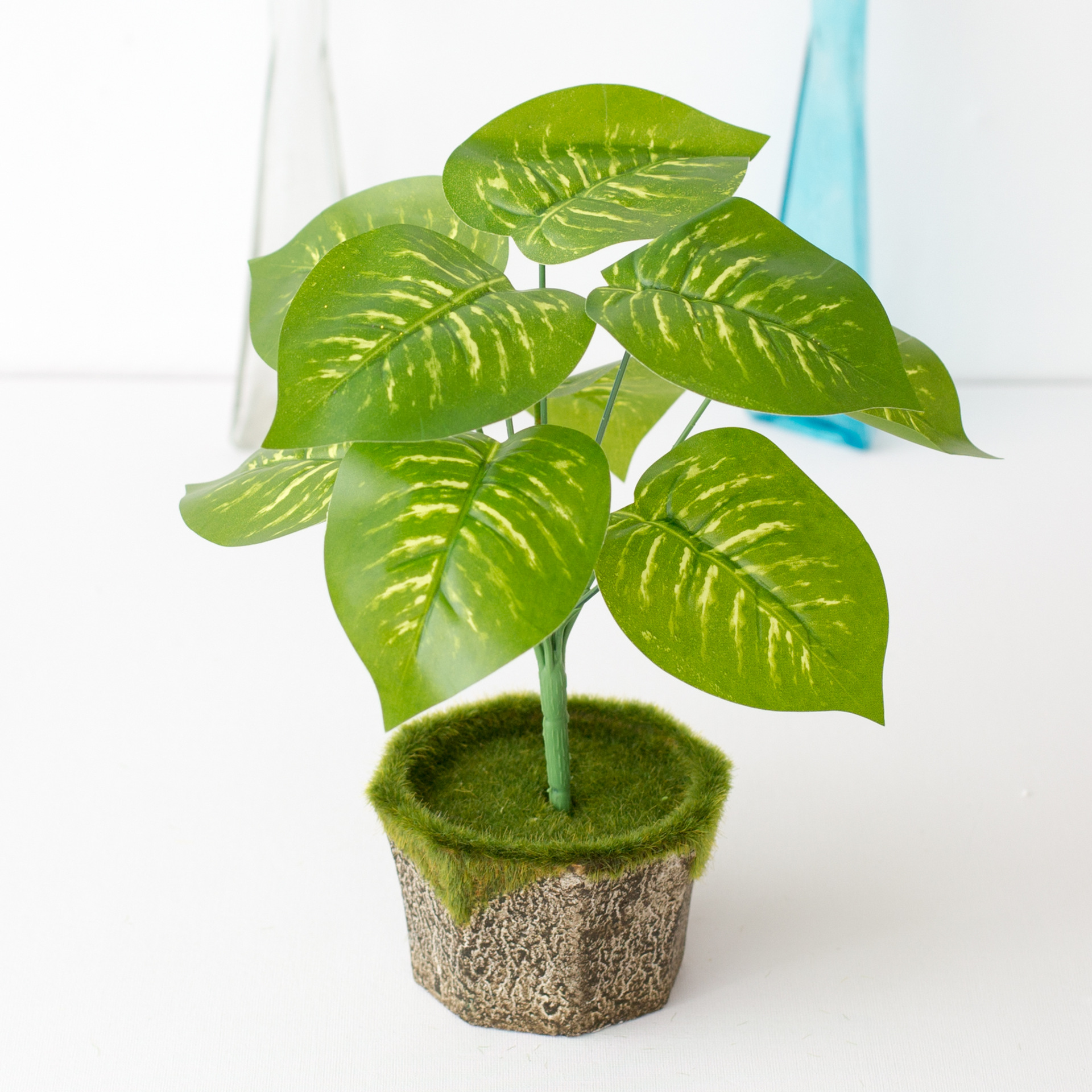 仿真盆栽植物仿真花纸浆叶仔盆景 居家装饰盆景绿植创意绿植摆件