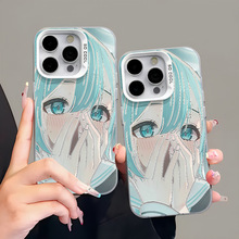 夕与空蓝眼睛初音适用iPhone15手机壳苹果14plus可爱13少女11个性