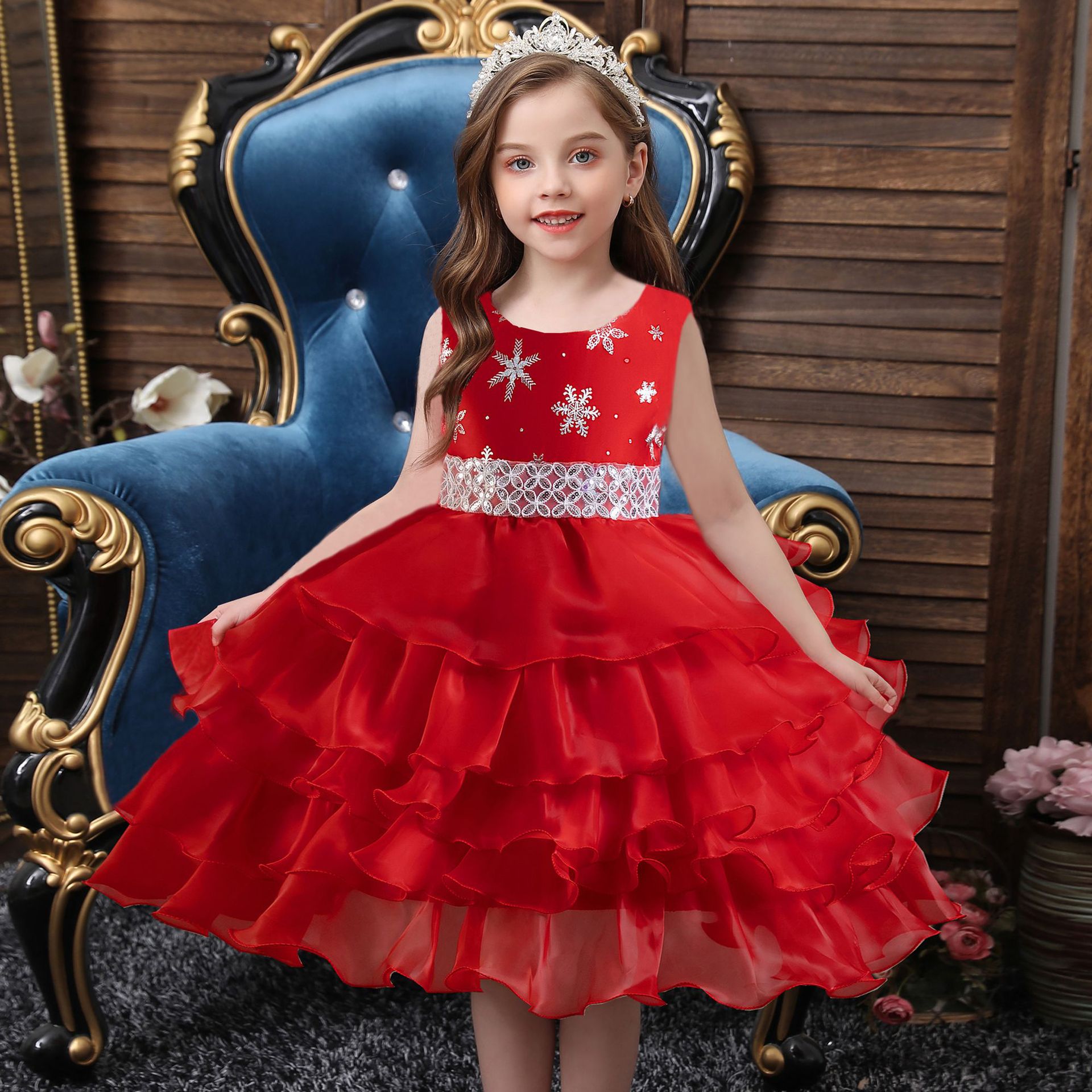 foreign trade new children‘s dress princess dress sleeveless net yarn cake skirt girls christmas festival banquet skirt in stock