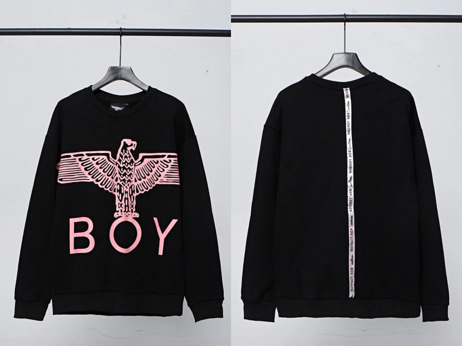 2021新款boy秋季刺绣烫金印花老鹰翅膀毛圈宽松情侣男女连帽卫衣