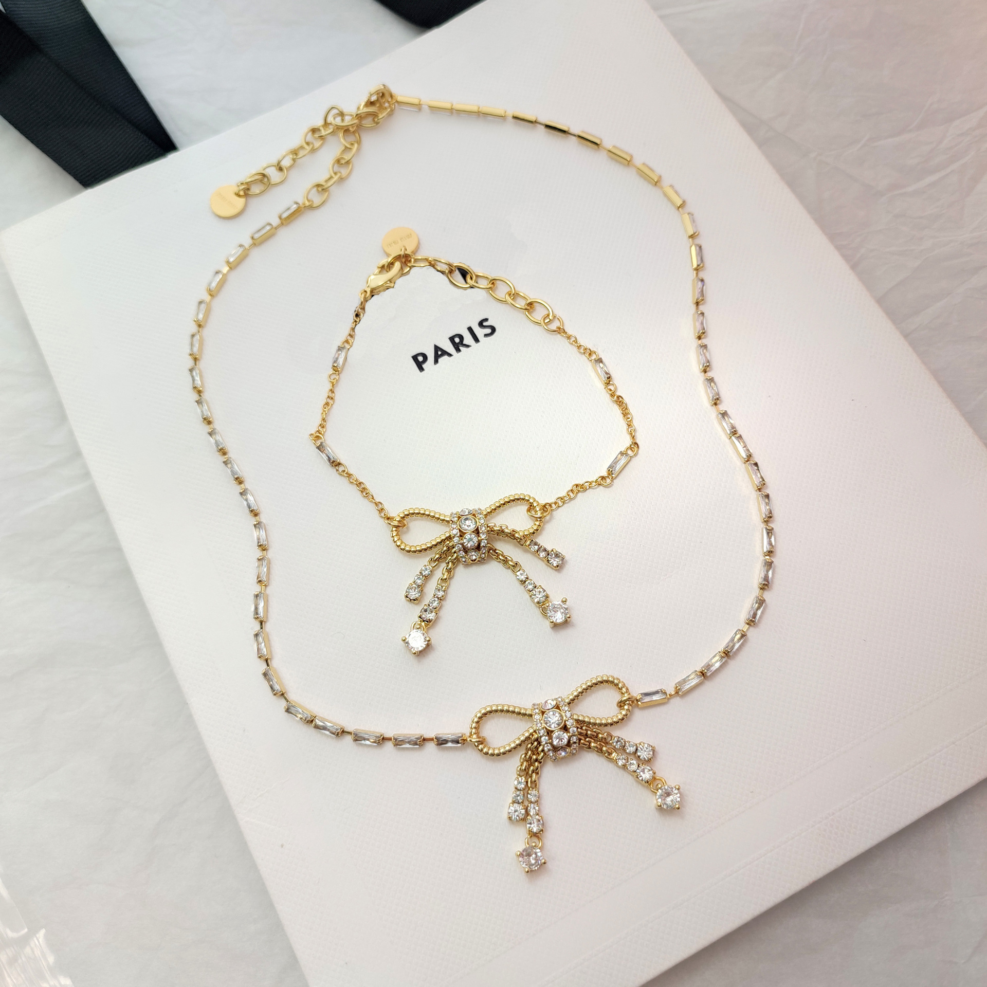 miu缪小姐大气蝴蝶结钻石项链法式轻奢高级感手链仙女风百搭项饰