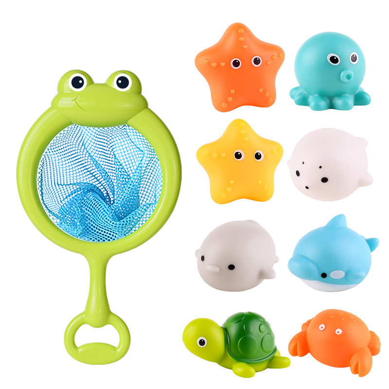 Cross-Border Induction Luminous Animal Floating Light Reticle Fish Catching Water Toys Children Baby Bath Toys Floating