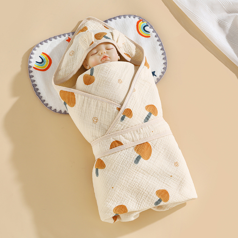 婴儿抱被四层绉布宝宝包被儿童浴巾初生产房襁褓裹单柔软母婴用品