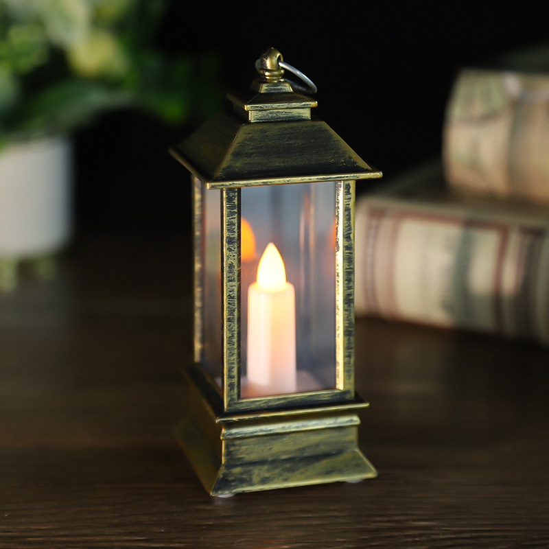 Exclusive for Cross-Border Retro Square Top Small Wind Light LED Luminous Candle Christmas Halloween Scene Layout Ambience Light