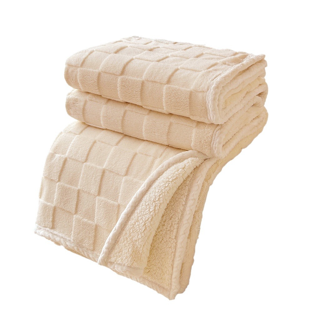 Jacquard Tower Velvet Blanket Thickening Lambswool Blanket Winter Office Nap Blanket Coral Fleece Blanket for Bed