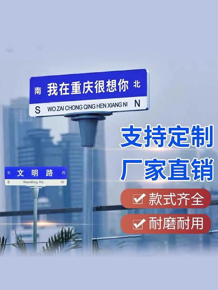 我在重庆很想你网红打卡路牌拍照指示牌路名牌街道牌移动地标