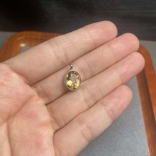 天然黄水晶吊坠S925银简约经典款优雅包边活口戒指8*10mm