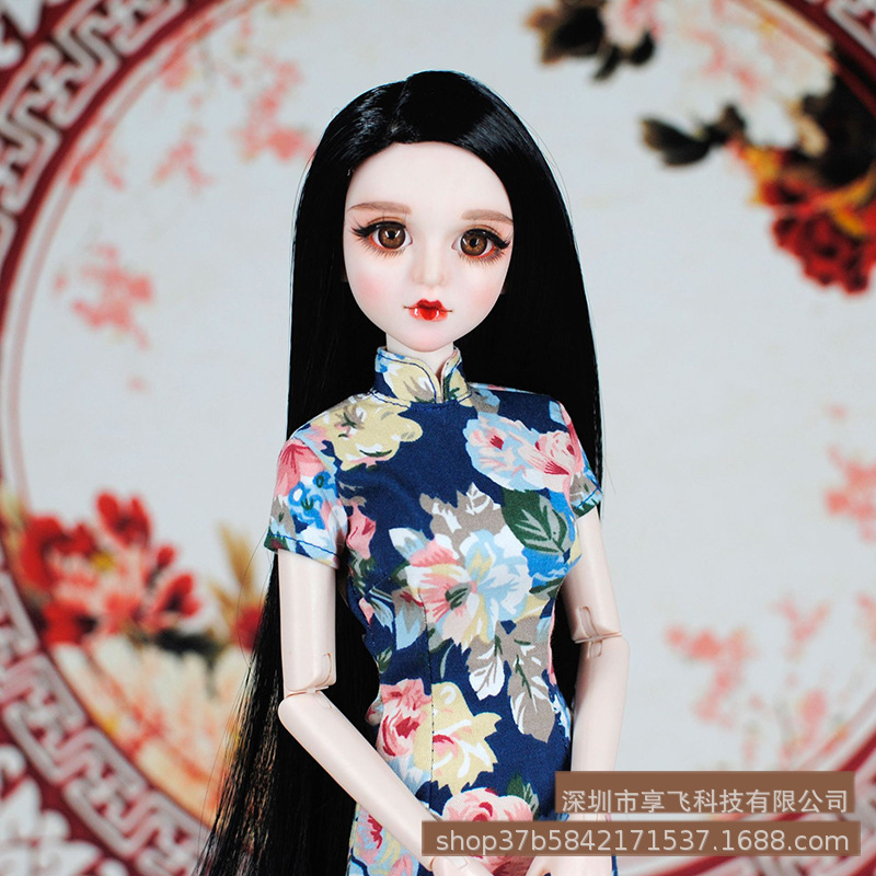 4分bjd娃衣 心怡娃娃旗袍机械关节人偶服饰中国风女孩换装diy玩具