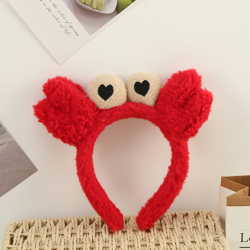 Internet Hot New Cute Crab Face Wash Hair Bands Cartoon Hair Fixer Lamb Wool Headband Wind out Hairpin Wholesale