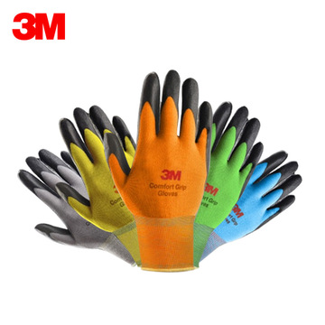 3m 劳保手套 防护手套 舒适型防滑耐磨 劳动防滑粘胶丁腈手掌浸胶