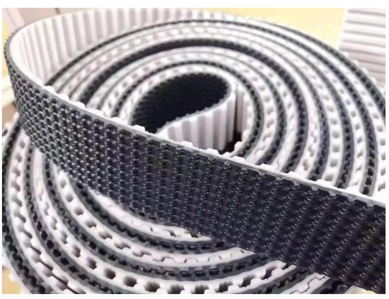 PU white polyurethane synchronous industrial belt with steel wire, featuring single-sided or double-sided teeth, and an open-tooth design