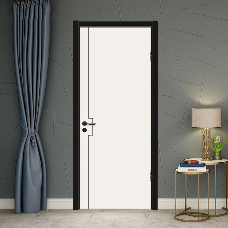 实木复合烤漆门卧室整套房门室内黑白色免漆实木门