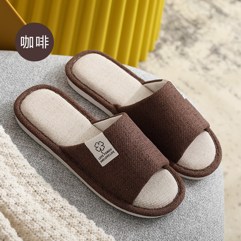 New Sweat-Absorbent Odorless Household Indoor Wooden Floor Slippers Women's Four Seasons Linen Slippers Men's Non-Slip Couple General