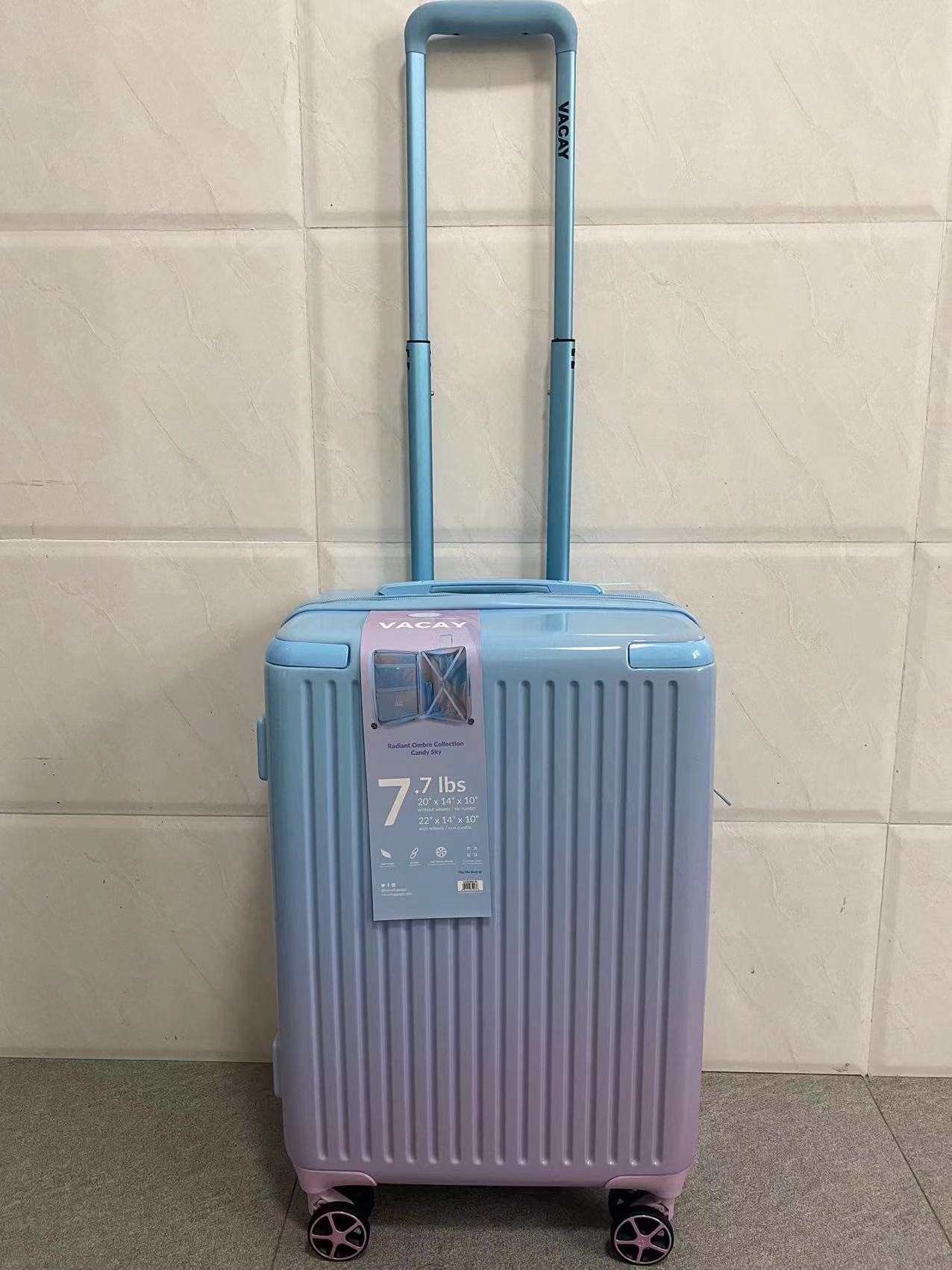 出美国,糖果色20寸万向轮带扩展层登机箱旅行箱拉杆箱行李箱无锁