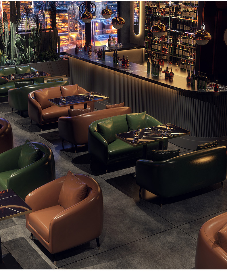 复古咖啡厅酒吧沙发清吧小酒馆奶茶店沙发音乐西餐厅卡座桌椅组合