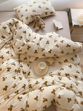 软乎乎婴儿被套单件全棉针织裸睡秋冬季卡通ins小熊儿童宝宝被罩