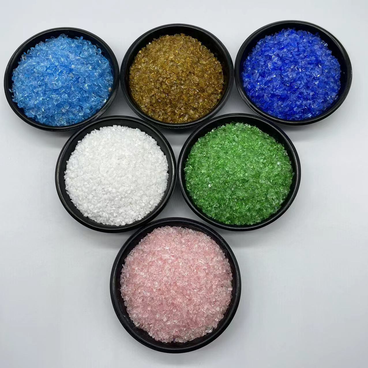 玻璃砂彩色玻璃不规则玻璃砂喷砂微景观底砂造景水磨石骨料玻璃碎