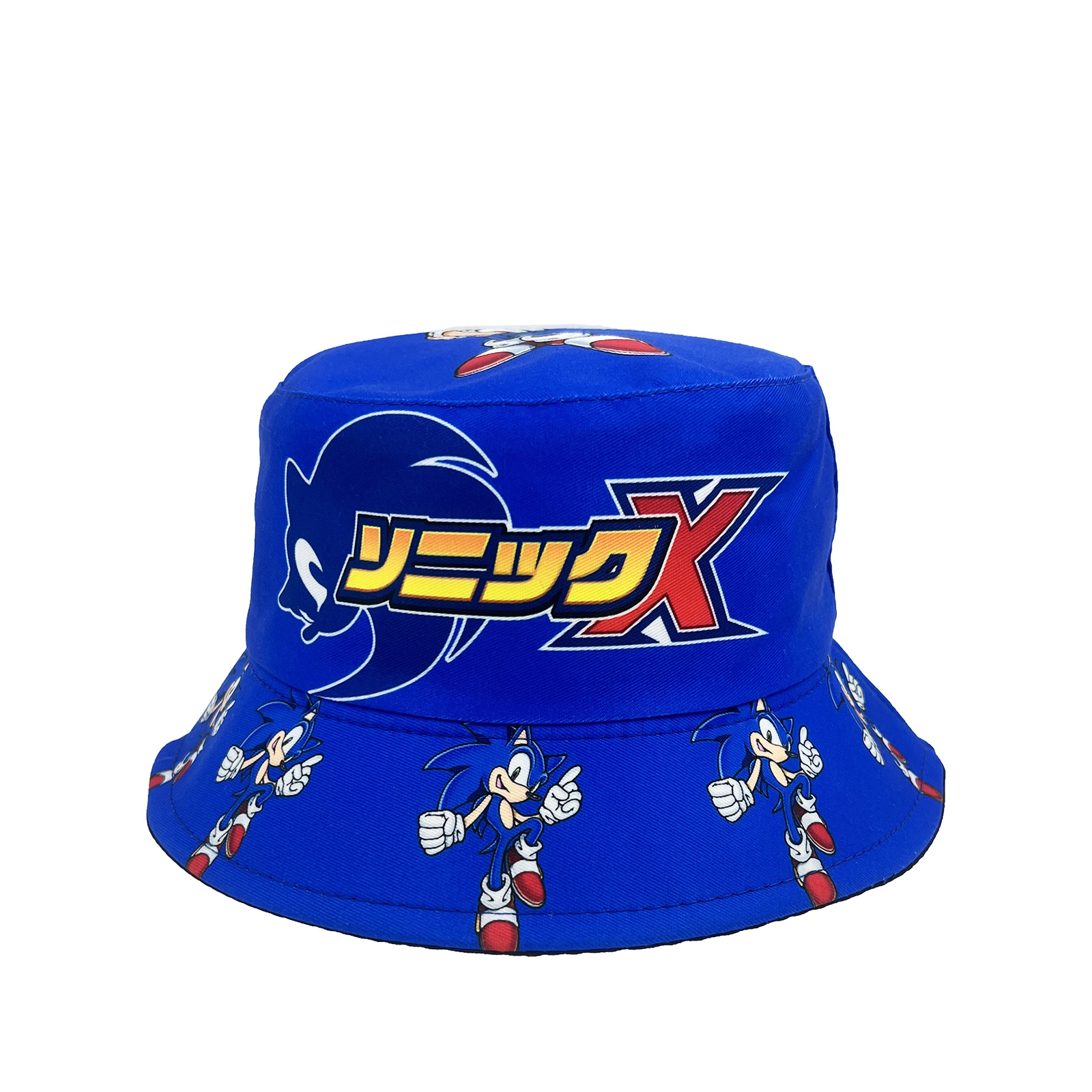 Cross-Border Children Sonic Print Bucket Hat Boys and Girls Anime Sonic the Hedgehog Hedgehog Bucket Hat Cartoon Sun Hat