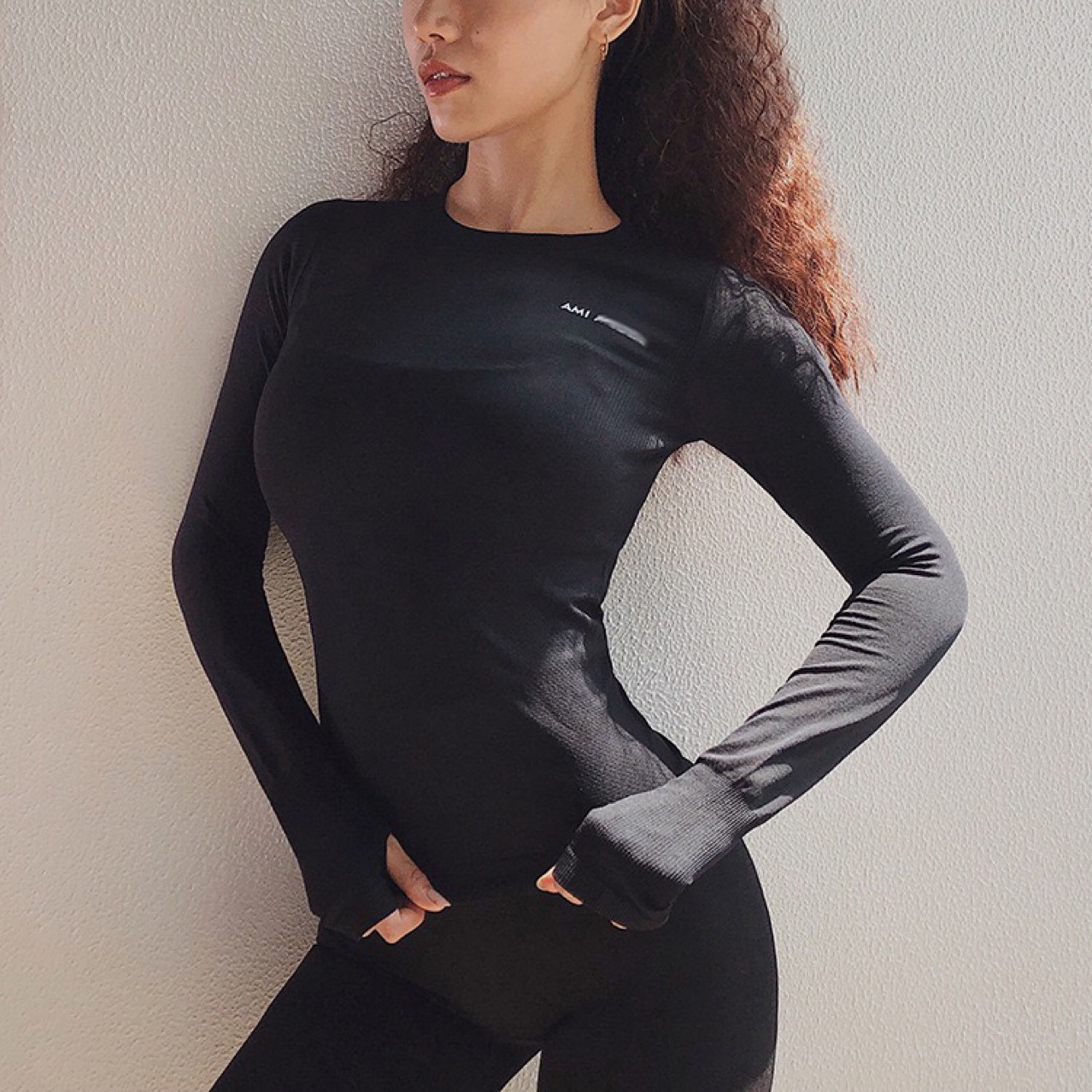 健身服女运动上衣训练速干打底衫紧身跑步瑜伽服健身服款长袖批发