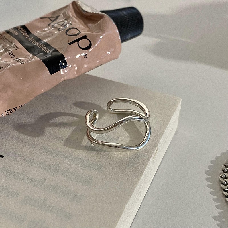Xiaohong Book Blogger Same Style Accessories Ring Special-Interest Design High Sense Elastic String Small Pieces of Silver Ring Female Simple Style
