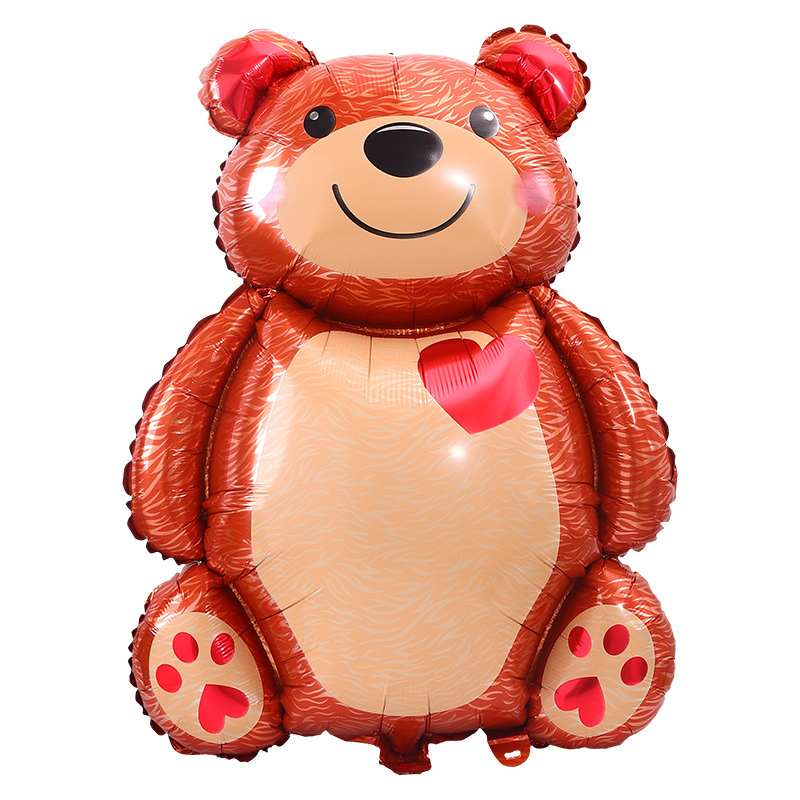 网红ins风 卡通爱心小熊超大铝膜气球生日情人节拍照道具场景布置