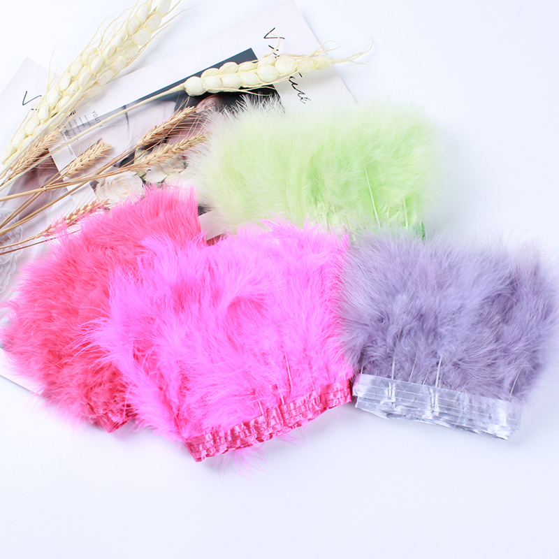 factory direct supply in stock colorful 49 color turkey feather cloth fringe tassel feather lace woven belt clothing accessories wholesale