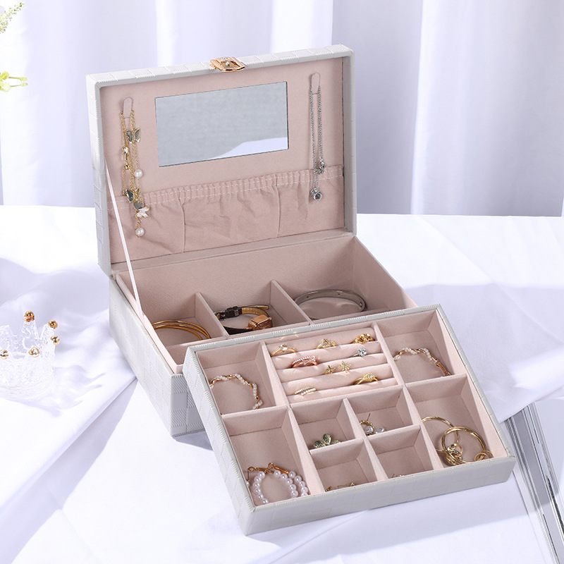 New Korean Style Jewelry Box Simple Solid Color Lock Ornament Storage Box Fashion Exquisite Portable Box in Stock Wholesale