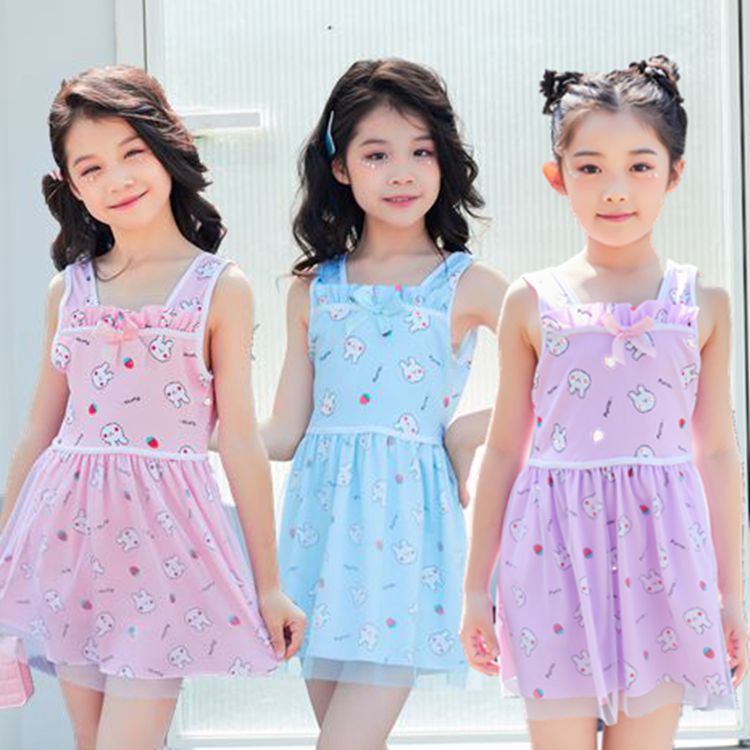 女童泳衣2023年新款洋气宝宝小女孩连体游泳衣可爱网纱儿童泡温泉