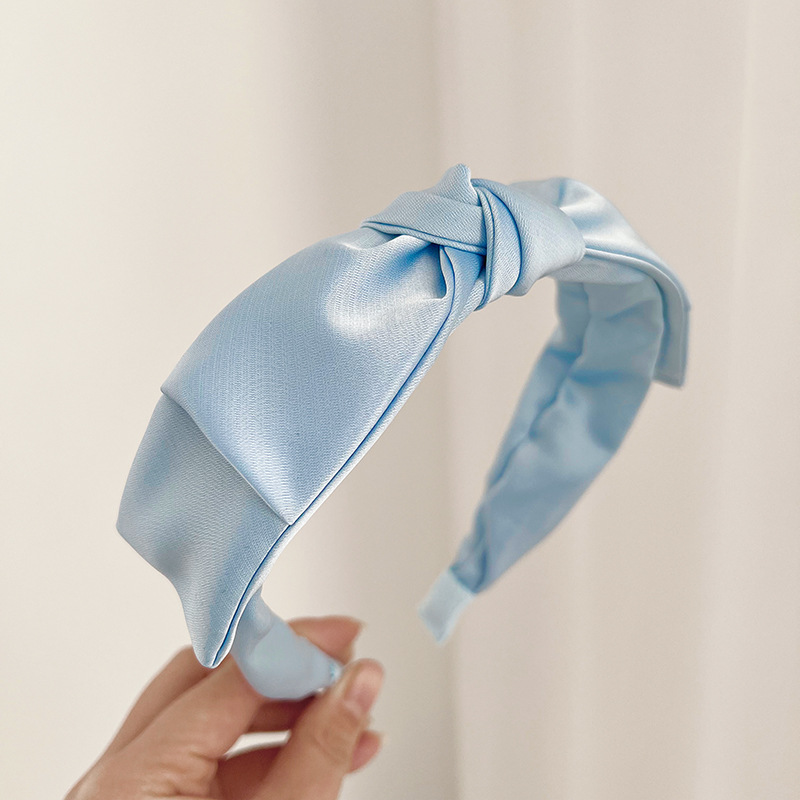 Fresh Satin Bow Headband Versatile Simple Pure Color and Knotted Hairband Ornament Female Korean Beautiful Headband