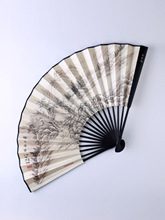 K532批发杭州扇子风丝绸绢扇8寸古风折扇男夏季工艺礼品扇收藏