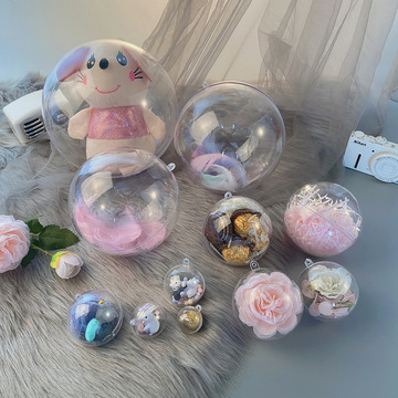 高透明空心圆球塑料球挂件吊球ps圣诞球永生花包装亚克力透明球